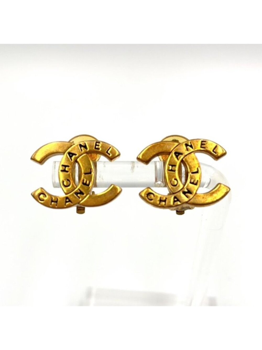 Chanel Logo CC Gold Plated Earrings